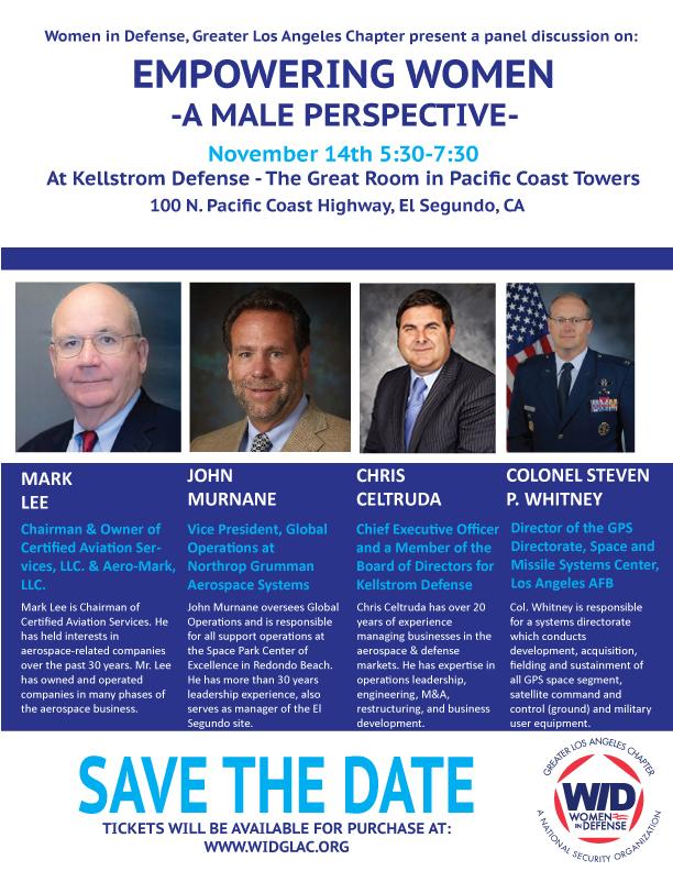 WID Greater Los Angeles Chapter panel discussion on Empowering Women - A Male Perspective: November 14 from 5:30 p.m. to 7:30 p.m.