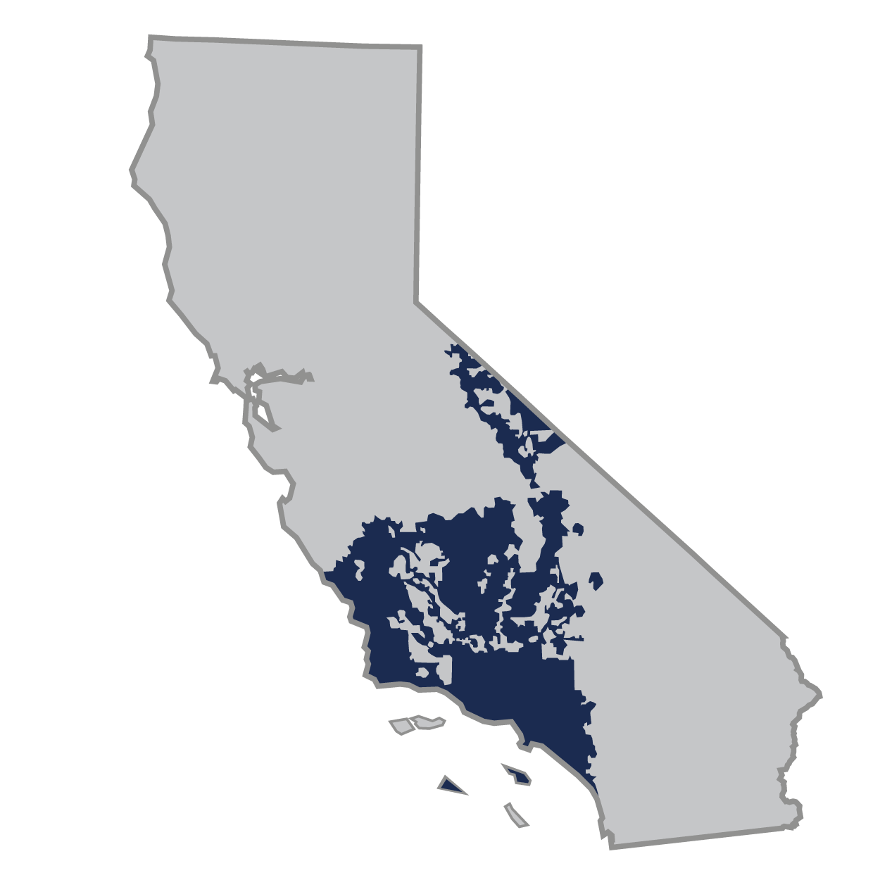 A map of California shows WID Greater Los Angeles' territory around Los Angeles.
